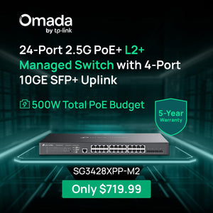 Omada 24-Port 2.5G ports and 4-Port 10GE SFP+ L2+ Managed Switch with 16 x PoE+ & 8 x PoE++, SG3428XPP-M2