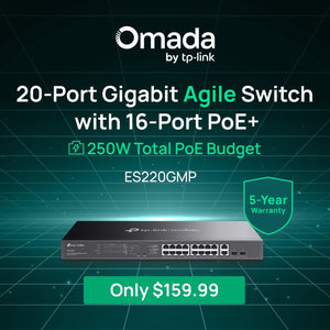 Omada 20-Port Gigabit Easy Managed Switch with 16-Port PoE+ ES220GMP