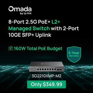 Omada 8-Port 2.5GBASE-T and 2-Port 10GE SFP+ Smart Switch with 8x PoE+, SG2210XMP-M2